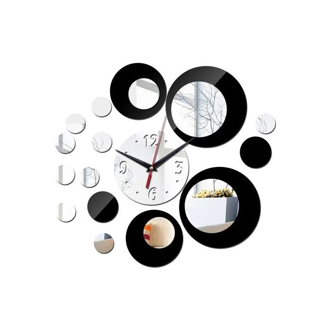 Horloge Murale Noire Miroir - Best Qualité - – Image 5