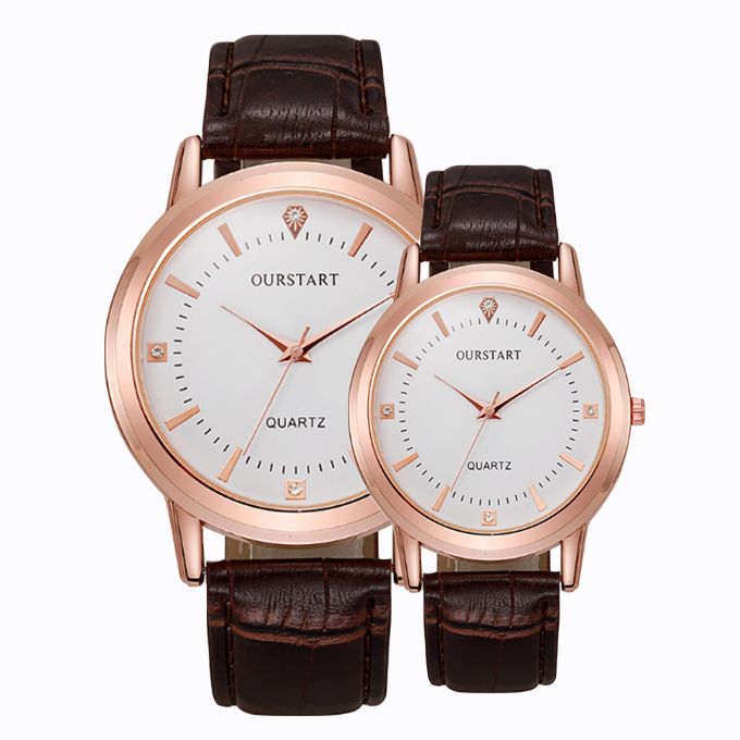 Mode Ensemble Montre De Couple - 2PCS - Marron – Image 2