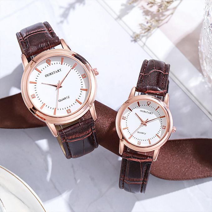Mode Ensemble Montre De Couple - 2PCS - Marron – Image 8