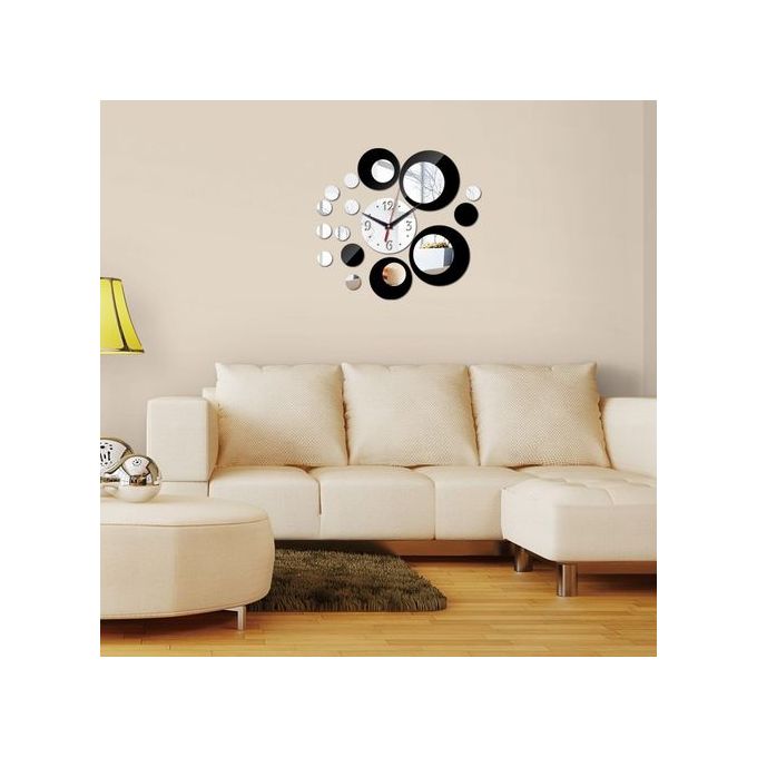 Horloge Murale Noire Miroir - Best Qualité - – Image 4