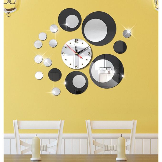 Horloge Murale Noire Miroir - Best Qualité - – Image 3