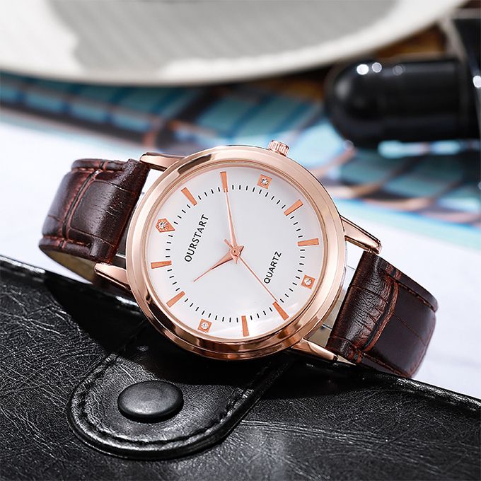 Mode Ensemble Montre De Couple - 2PCS - Marron – Image 4