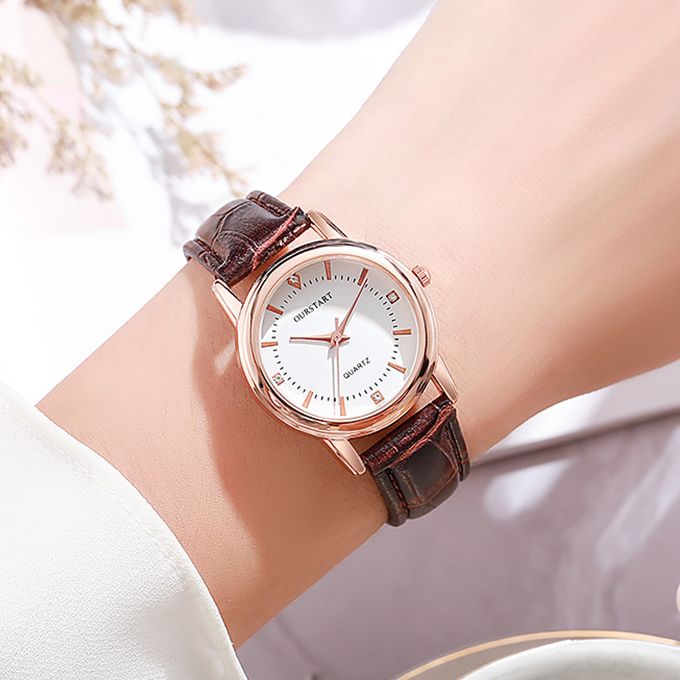 Mode Ensemble Montre De Couple - 2PCS - Marron – Image 3