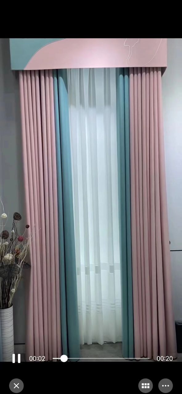 Lot De 2 Rideaux Lourds & Voilage Transparent avec voiles - Roses