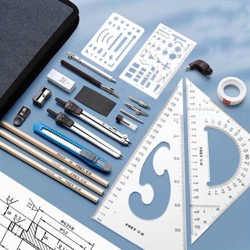 23pcs Ensemble D'outils De Dessin Mécanique, Papeterie De Dessin De Construction Technique – Image 4