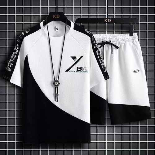 Sweatshirt Décontracté 2 Pièces Pour Hommes T-shirt à Manches Courtes + Short