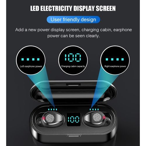 F9 - Écouteur Sans Fil - Bluetooth 5.3 - Noir – Image 3