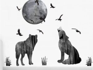 Autocollant Mural -Loup En Pleine Lune