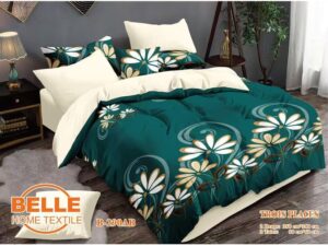 Belle Lot de 2 Draps et 2 Taies - Confort et Élégance pour Lit 3 Places-Vert