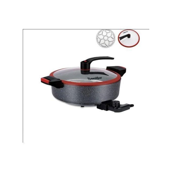 Poêle Électrique Multifonction Sonifer avec Couvercle en Verre – 1500W