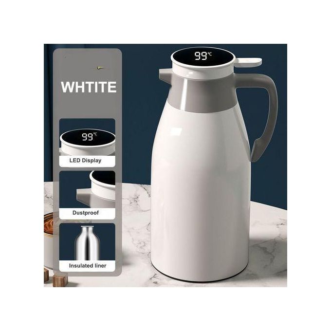 Thermos Pot Domestique Intelligent Affichage Numérique Presse Type - 2L - Blanc – Image 2