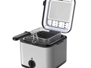 Flushrenic Friteuse électrique 2,5L, friteuse domestique à panier 1000W, friteuse de comptoir pour poulet, crevettes, frites, quartiers de pommes de terre, etc. (9,1x8,3x7,5 pouces) (110V)