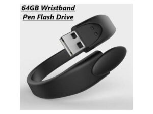 Clé USB 2.0 à Stylo 64 Go, Bracelet Noir, Clé USB