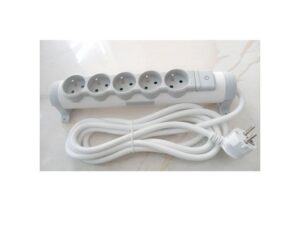 Multiprise Yaki - 5 Trous - Antifoudre - Blanc