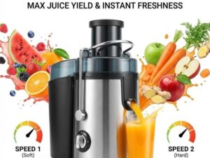 Extracteur de Jus Centrifugeuse Puissant 1500W - 2 Vitesses, Acier Inoxydable, Rendement Élevé