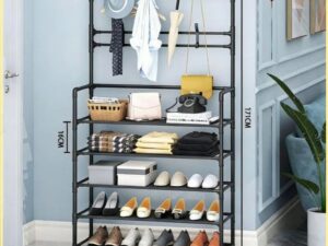 LM LM-Meuble à chaussures multifonctionnel 5 niveaux - Noir